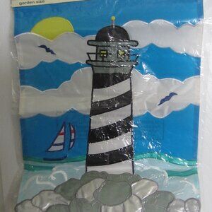 COPY - GUIDING LIGHTHOUSE GARDEN FLAG ~ BRAND NEW, SEALED/13" x 18"/Toland